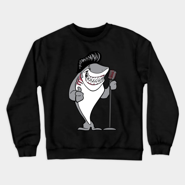 Shark 50's Rock and Roll Singer Crewneck Sweatshirt by RadStar